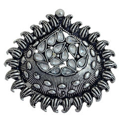 Silver Rodium Polish Black and Grey color Ring in Metal Alloy studded with CZ Diamond