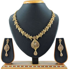 Gold Rodium Polish Gold color Necklace in Metal Alloy studded with CZ Diamond