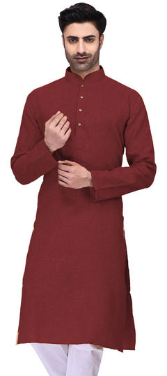 Red and Maroon color Kurta in Cotton fabric with Thread work