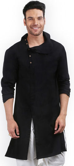 Black and Grey color Kurta in Cotton fabric with Thread work