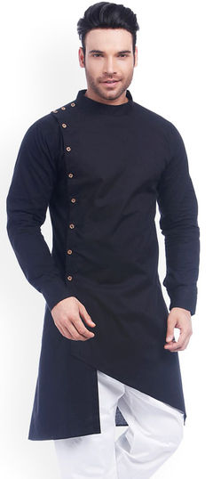 Black and Grey color Kurta in Cotton fabric with Thread work