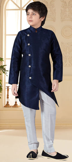 Blue color Boys Indo-Western in Bangalore Silk fabric with Thread work : 1636061