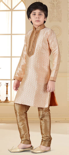 Pink and Majenta color Boys Kurta Pyjama in Jacquard fabric with Cut Dana, Weaving work : 1636092