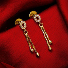 Gold Rodium Polish Gold color Earrings in Metal Alloy studded with Austrian diamond