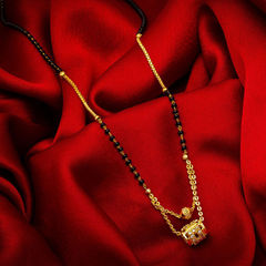 Gold color Mangalsutra in Metal Alloy studded with Austrian diamond & Gold Rodium Polish : 1636295