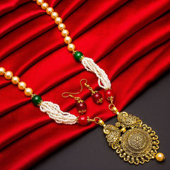 Gold Rodium Polish Multicolor color Necklace in Metal Alloy studded with Kundan, Pearl