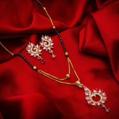 Gold Rodium Polish Multicolor color Mangalsutra in Metal Alloy studded with Austrian diamond, CZ Diamond