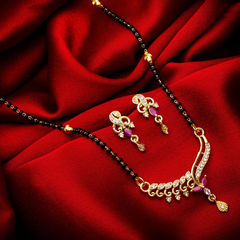 Gold Rodium Polish Black and Grey color Mangalsutra in Metal Alloy studded with Austrian diamond, CZ Diamond