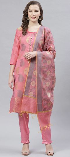 Pink and Majenta color Salwar Kameez in Art Silk fabric with Digital Print work