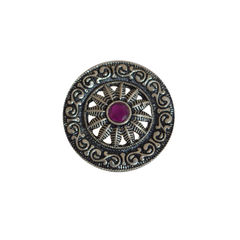 Silver Rodium Polish Pink and Majenta color Ring in Brass studded with CZ Diamond