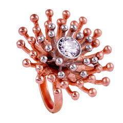 Enamel White and Off White color Ring in Metal Alloy studded with CZ Diamond