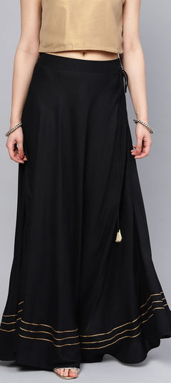 Casual Black and Grey color Skirt in Rayon fabric with Lace work : 1644008