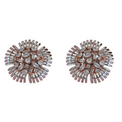 Silver Rodium Polish White and Off White color Earrings in Metal Alloy studded with CZ Diamond