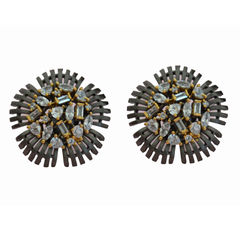Enamel White and Off White color Earrings in Metal Alloy studded with CZ Diamond