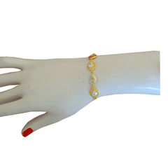 Gold Rodium Polish White and Off White color Bracelet in Brass studded with CZ Diamond