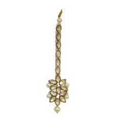 White and Off White color Mang Tikka in Copper studded with Kundan & Gold Rodium Polish : 1644492