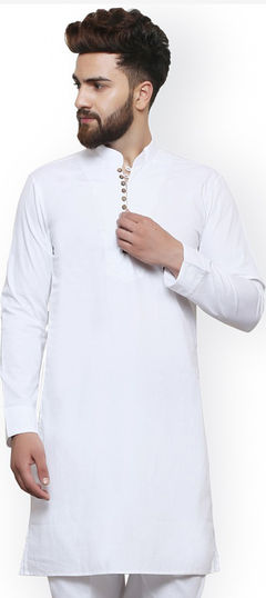 White and Off White color Kurta in Cotton fabric with Thread work