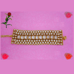 White and Off White color Bracelet in Brass studded with Kundan & Gold Rodium Polish : 1644599