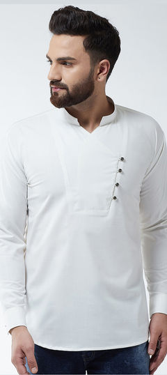 White and Off White color Kurta in Cotton fabric with Thread work