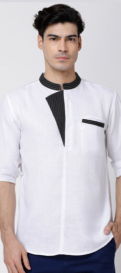 White and Off White color Kurta in Cotton fabric with Thread work