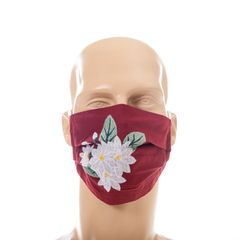 Casual Red and Maroon color Cloth Mask in Cotton fabric with Embroidered work : 1645986