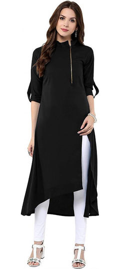 Black and Grey color Tunic with Bottom in Rayon fabric with Thread work