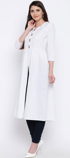 White and Off White color Tunic with Bottom in Rayon fabric with Embroidered, Thread work