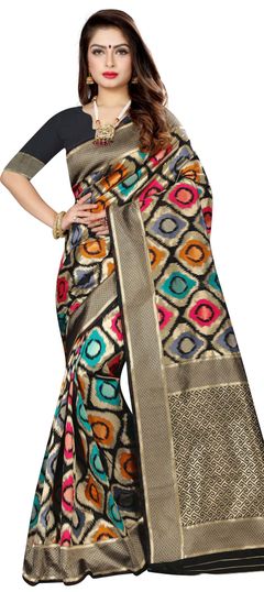 Multicolor color Saree in Banarasi Silk, Silk fabric with Printed, Weaving work