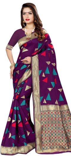 Multicolor color Saree in Banarasi Silk, Silk fabric with Printed, Weaving work