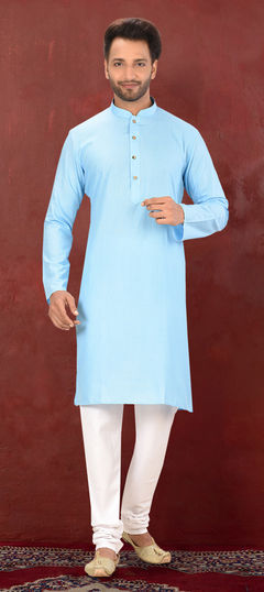 Blue color Kurta Pyjamas in Muslin fabric with Thread work : 1659191