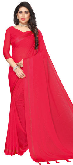 Pink and Majenta color Saree in Chiffon fabric with Stone work