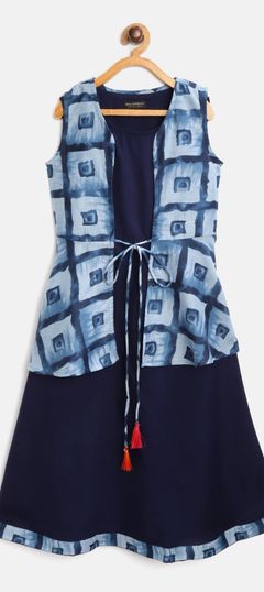 Blue color Girls Top with Bottom in Rayon fabric with Printed, Thread work : 1674944