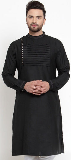 Black and Grey color Kurta in Cotton fabric with Sequence work