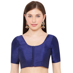 Blue color Blouse in Mulberry Silk fabric with Thread work