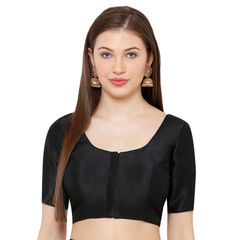 Black and Grey color Blouse in Mulberry Silk fabric with Thread work