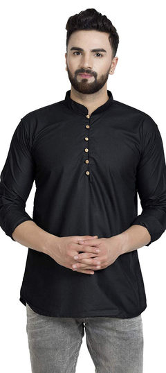 Black and Grey color Kurta in Cotton fabric with Thread work