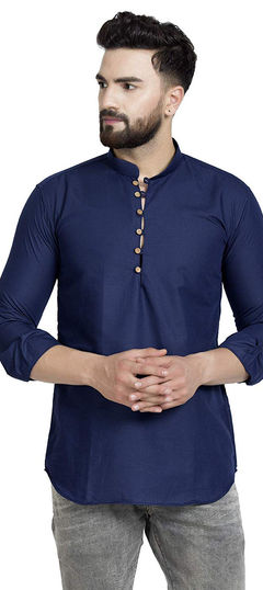 Blue color Kurta in Cotton fabric with Thread work