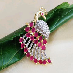 Pink and Majenta color Ring in Brass studded with CZ Diamond & Silver Rodium Polish : 1682759