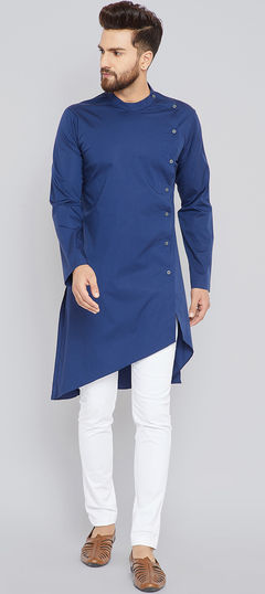 Blue color Kurta Pyjamas in Rayon fabric with Thread work