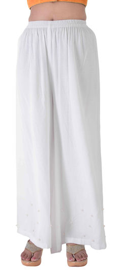 White and Off White color Palazzo in Rayon fabric with Thread work