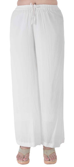 White and Off White color Palazzo in Chiffon fabric with Thread work