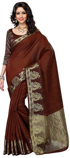 Red and Maroon color Saree in Jacquard fabric with Zari work