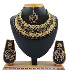 Gold Rodium Polish Multicolor color Necklace in Metal Alloy studded with CZ Diamond
