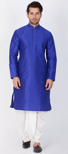 Blue color Dhoti Kurta in Dupion Silk fabric with Thread work