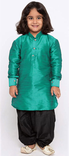 Blue color Boys Kurta Pyjama in Dupion Silk fabric with Thread work : 1690335