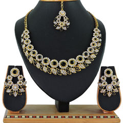 Black and Grey color Necklace in Copper, Metal Alloy studded with CZ Diamond & Gold Rodium Polish : 1692564