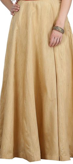 Casual Beige and Brown color Skirt in Dupion Silk fabric with Thread work : 1697113