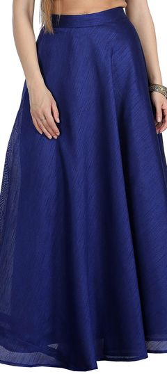 Blue color Skirt in Dupion Silk fabric with Thread work