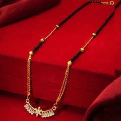 Gold color Mangalsutra in Metal Alloy studded with Austrian diamond & Gold Rodium Polish : 1700097