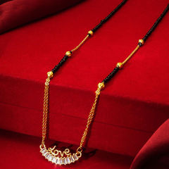 Gold Rodium Polish Gold color Mangalsutra in Metal Alloy studded with Austrian diamond